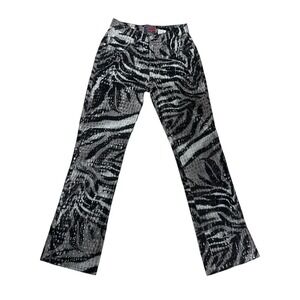 Y2K 90s Zebra Alligator Bootcut Pants Shiny Small Medium Black Gray Spice Girls